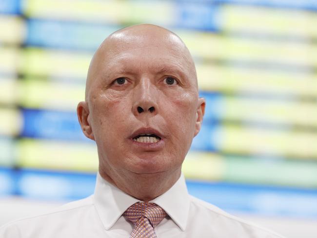 Defence minister Peter Dutton visiting Helimods at Caloundra on the Sunshine Coast who are sharing in a $34 Million investment by the LNP to boost Australia's air combat capability. Picture Lachie Millard