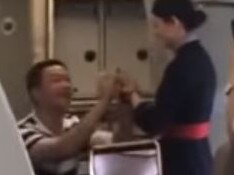 The moment the flight attendant's boyfriend popped the big question.