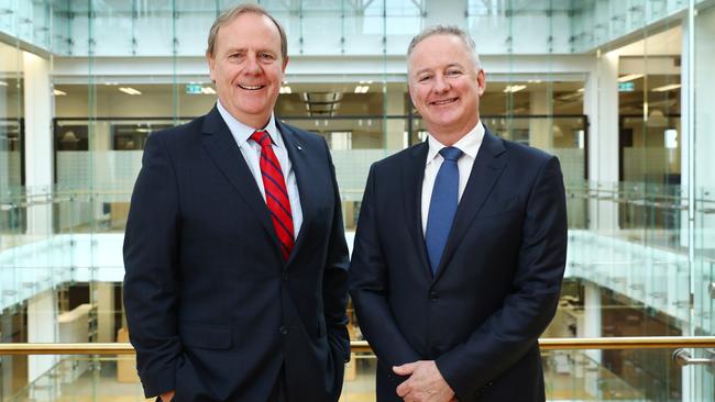 Nine chairman Peter Costello and CEO Hugh Marks. Picture: John Feder