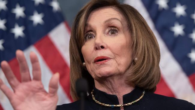 After securing Donald Trump;s impeachment, Nancy Pelosi suddenly wants to wait on his Senate trial. Picture: AFP