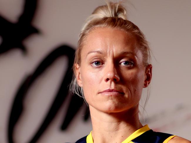 AFLW player Erin Phillips of the Adelaide Crows poses for a portrait at the Crows Headquarters at West Lakes in Adelaide, Thursday, December 12, 2019. Erin Phillips is looking to come back to play this season after a ACL injury in last years AFLW Grand Final. (AAP Image/Kelly Barnes) NO ARCHIVING