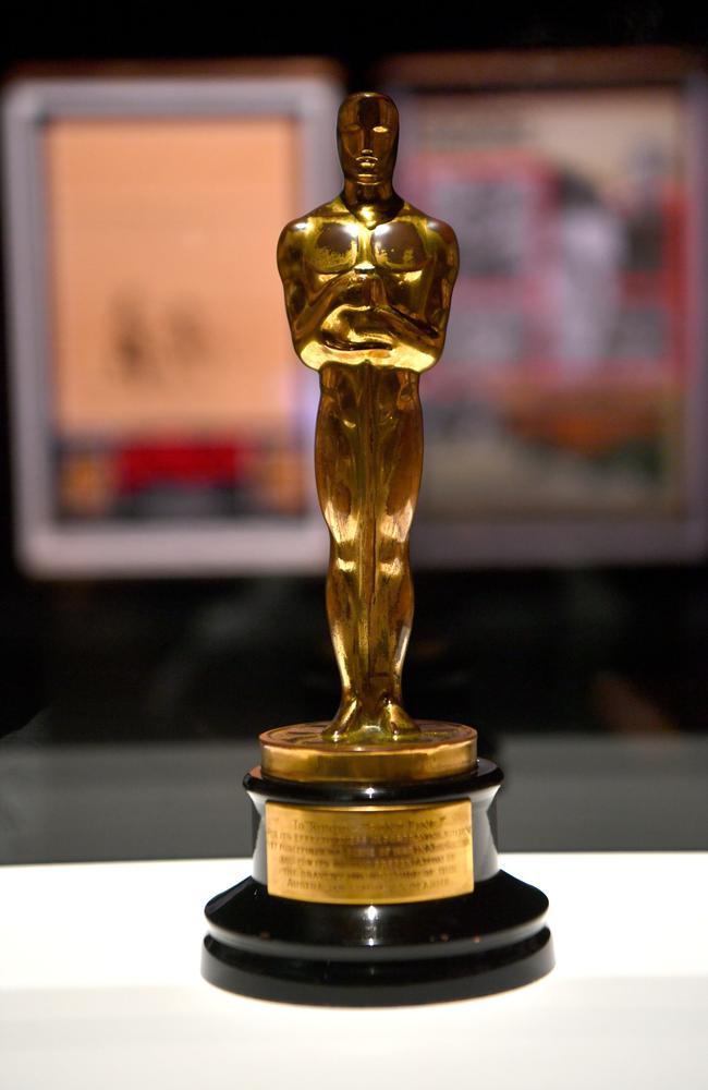 Academy Award on display at part of the Action! Film and War exhibition. Picture: Evan Morgan