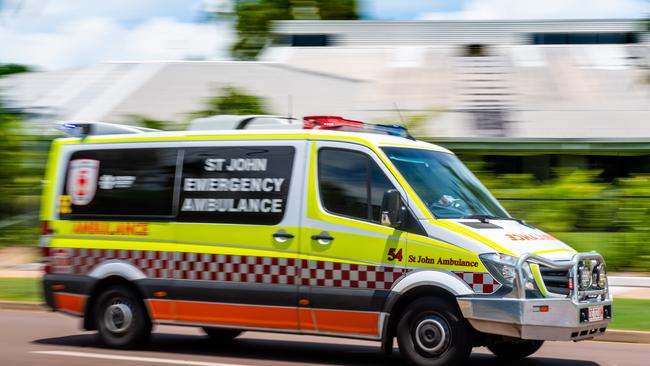 St John NT paramedics responded to an incident in Karama where a man fell 3m from his first-floor balcony. Picture: Che Chorley