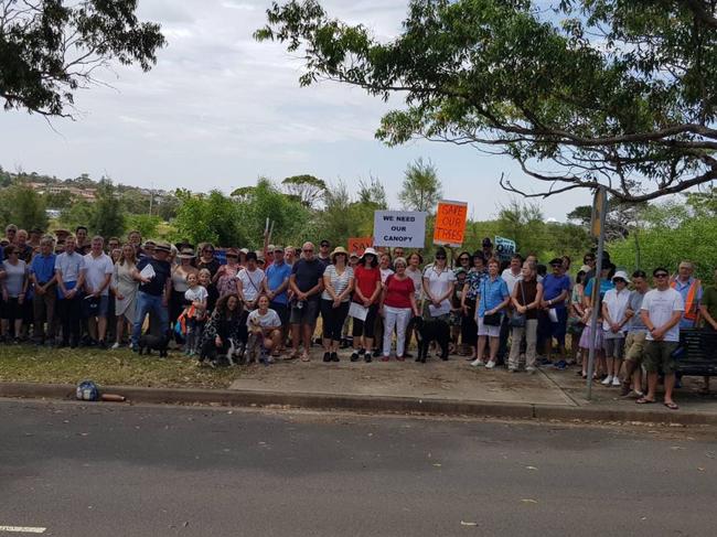 Residents held a protest over the proposed Bundock St route.