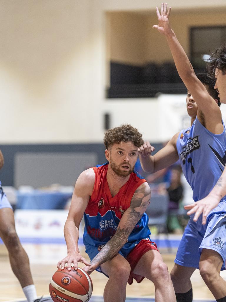 Samuel Wall for Toowoomba Mountaineers against Northside Wizards in QSL Division 1 Men round 2 basketball at Clive Berghofer Arena, St Mary's College, Sunday, April 21, 2024. Picture: Kevin Farmer