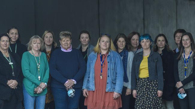 Lisa Courtney, centre, with her team at the Murray Mallee General Practice Network in Murray Bridge. Picture: Roy VanDerVegt