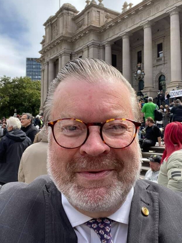 Bernie Finn at Tuesday’s protest.