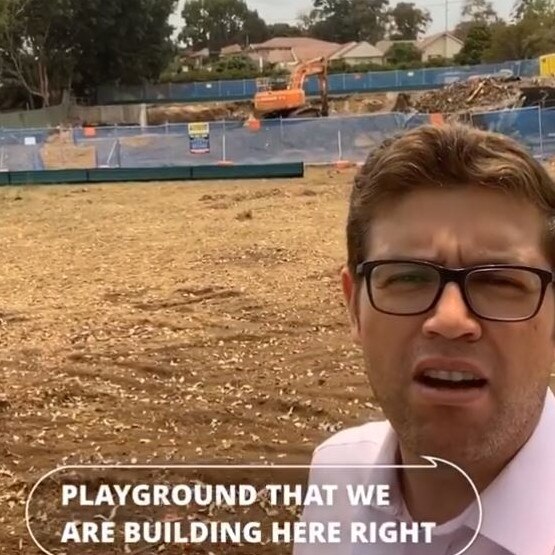 Mayor Jerome Laxale says construction is well underway for Kings Park in Denistone East. Picture: Facebook/@jeromelaxale