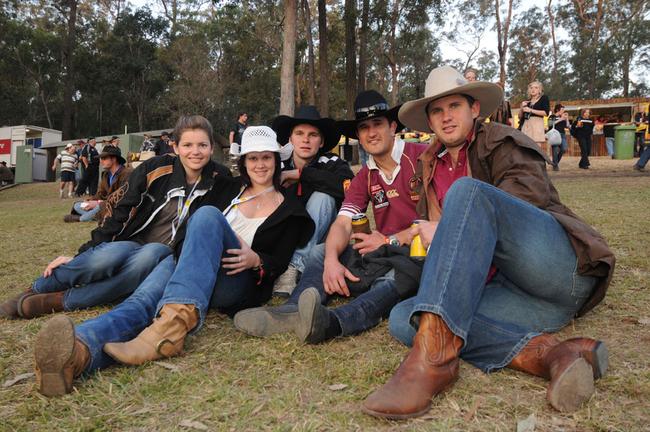 Haylee Samuels, Carlee Hughes, Samuel Roberts, Warwick and Nathan Smith on the hill at the Muster. Picture: Craig Warhurst