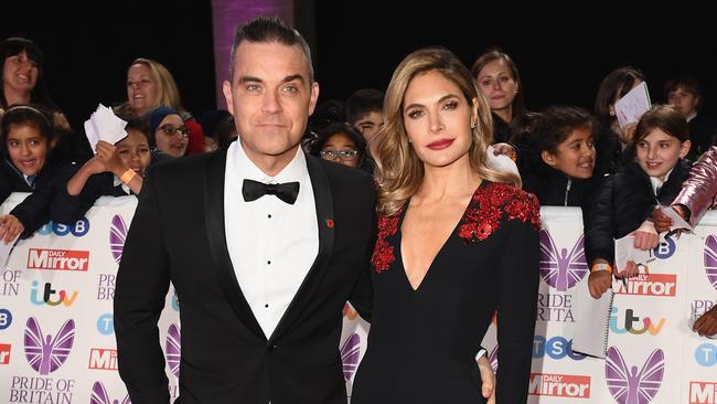 Robbie Williams and wife Ayda Field. Photo: Jeff Spicer/Getty Images