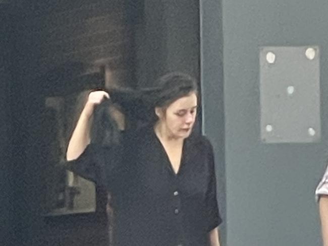 Maddison Kelly (left), 21, of Berkeley Vale, leaving Wyong Local Court where she was granted bail on a charge of being an accessory after the fact to reckless wounding following a stabbing at Tuggerah Westfield, Picture: NewsLocal