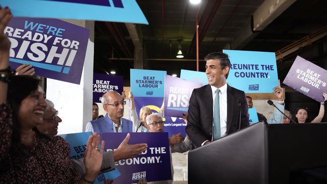 Conservative Leadership hopeful Rishi Sunak campaigns in Grantham. Picture: Getty Images.