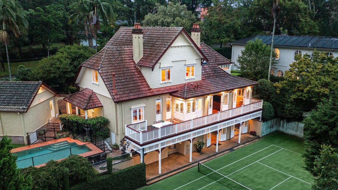 This tennis court property at 5-7 Cleveland St, Warrawee, is for sale. Image supplied by Ray White.