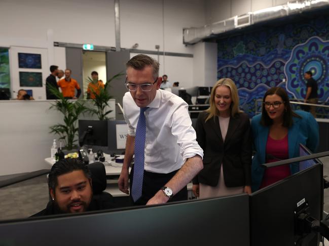 March 2023: Then-Premier Dominic Perrottet, Roads Minister Natalie Ward and Education Minister Sarah Mitchell in the control room at the WestConnex Transurban Headquarters/ Picture: Pool/Dominic Lorrimer