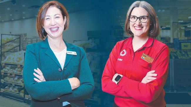 Woolworths chief Amanda Bardwell and her Coles counterpart, Leah Weckert.