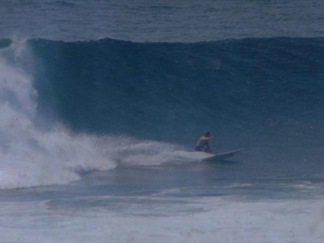 Hatfield surfing in Bali 1n 1997.