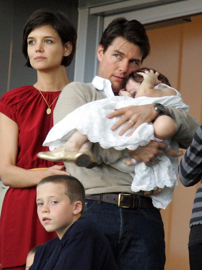 Tom, Katie and Suri. Picture: Toby Canham/Getty Images