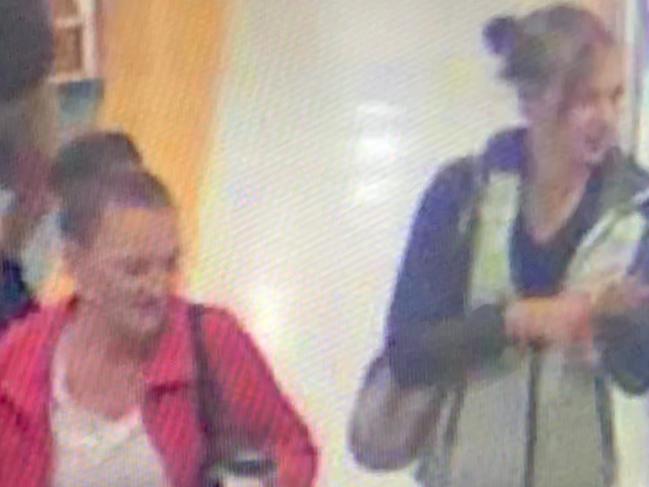 CCTV footage of two women police want to talk two in relation to the theft of six bottles of hand sanitiser from the Mersey Community Hospital.