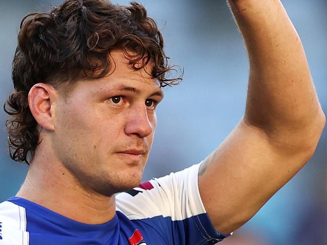 SYDNEY, AUSTRALIA - OCTOBER 04: Kalyn Ponga of the Knights looks dejected as he thanks fans following losing the NRL Elimination Final match between the South Sydney Rabbitohs and the Newcastle Knights at ANZ Stadium on October 04, 2020 in Sydney, Australia. (Photo by Cameron Spencer/Getty Images)