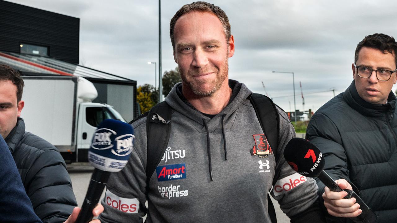 Ben Rutten leaving Essendon training on Tuesday. Picture: Tony Gough