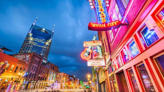 Honky tonks in Nashville, Tennessee.