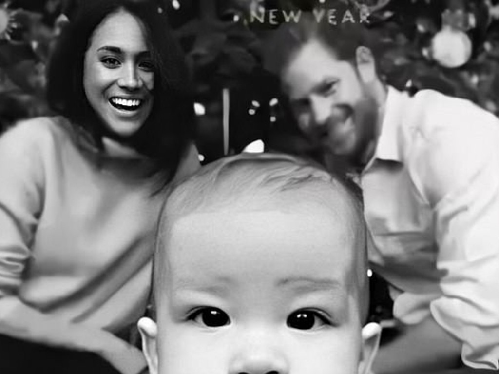 Prince Harry, Meghan and Archie in their 2019 Christmas card, believed to have been sent from Vancouver. Picture: Twitter