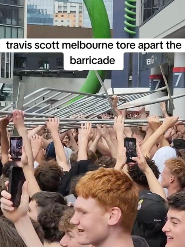 Unruly crowds at Travis Scott's Melbourne concert.