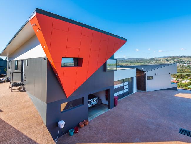 The bright orange triangle at the back of Carrera House evolved during the build process. Picture: SUPPLIED