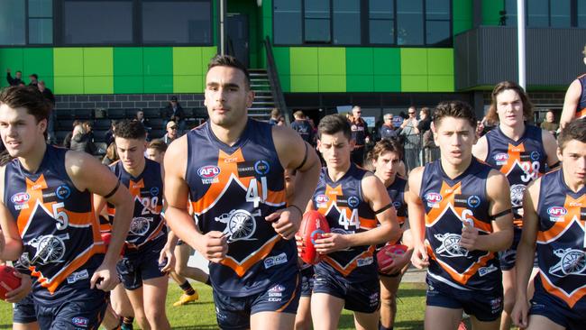 John Roumeliotis (#41) runs out for his TAC Cup debut. Picture: Sharon Ouliaris.