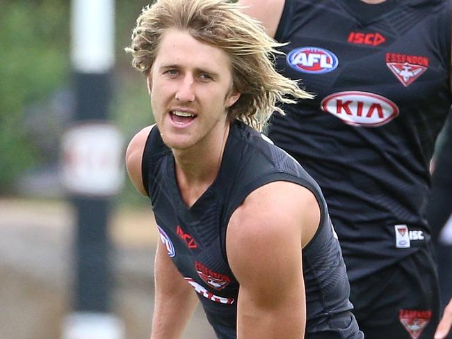 Dyson Heppell in action during Essendon Bombers training at the True Value Solar Centre on Monday, November 14, 2016, in Tullamarine, Victoria, Australia. Picture: Hamish Blair