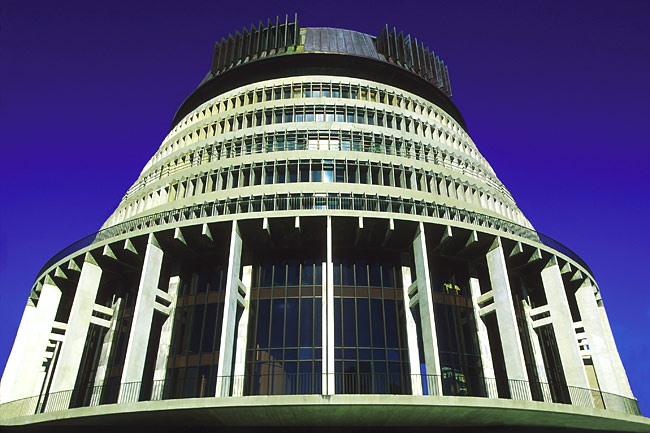 <p><strong>3. 'THE BEEHIVE', WELLINGTON, NEW ZEALAND.</strong> A slide projector that fell on a wedding cake that fell on a waterwheel is one description of the Executive Wing of the New Zealand Parliament Buildings, also known 'The Beehive'; Its proximity to the neighbouring Edwardian neo-classical Parliament House only accentuates its unattractiveness / Supplied</p>