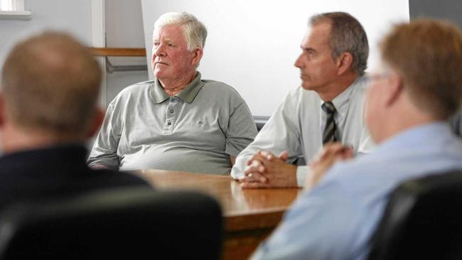 ANOTHER BATTLE: Former NSW Agriculture and Fisheries Minister Ian Causley, left, with Member for Clarence Chris Gulaptis at a meeting during the dispute over fishing industry reforms.