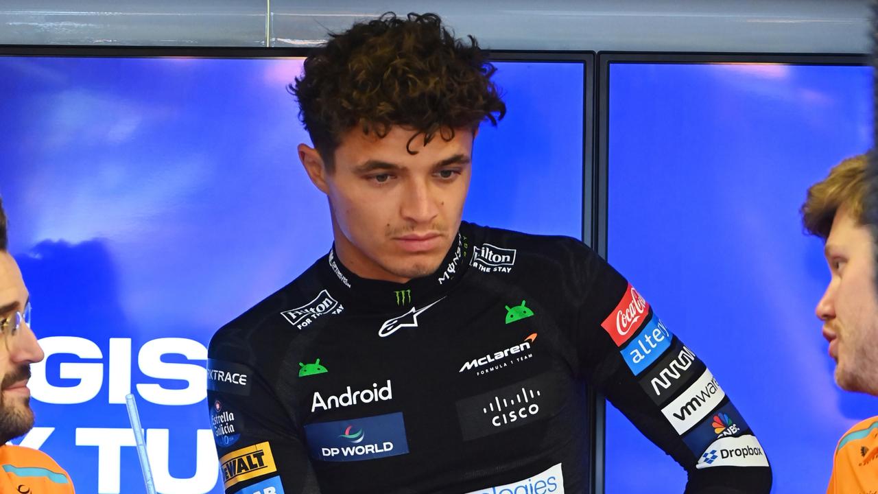 BAKU, AZERBAIJAN - SEPTEMBER 14: Lando Norris of Great Britain and McLaren looks on in the garage during final practice ahead of the F1 Grand Prix of Azerbaijan at Baku City Circuit on September 14, 2024 in Baku, Azerbaijan. (Photo by James Sutton/Getty Images)