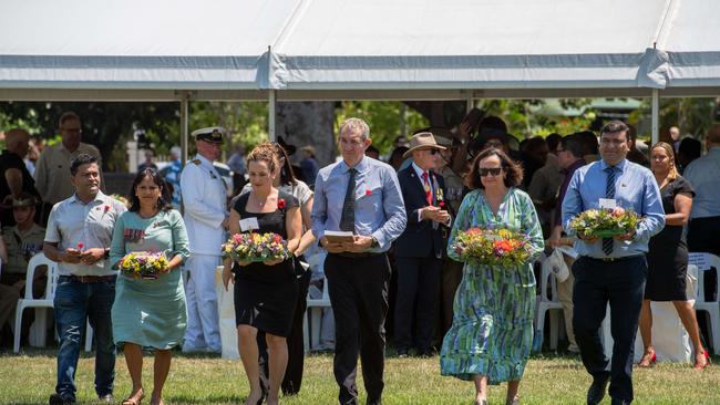 Tribute at the Darwin Cenotaph with the laying of wreaths on Remembrance Day service, 2024. Picture: Pema Tamang Pakhrin