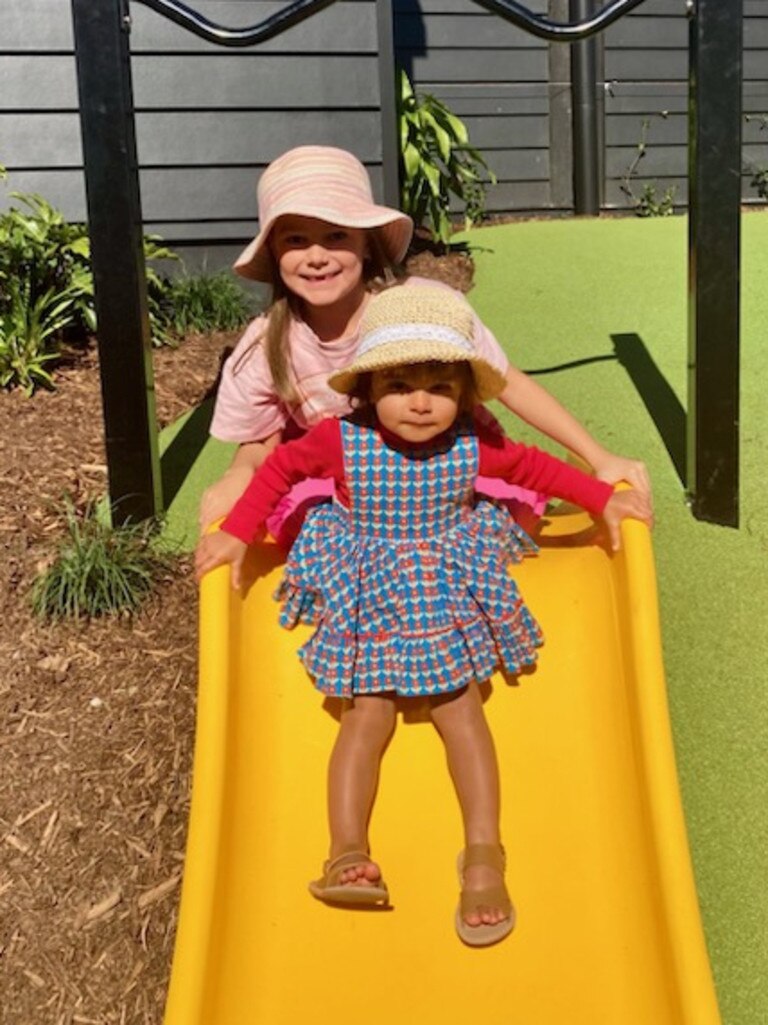 Big Pineapple grand opening - Maya, 6, and Isla, 1, Clancy from Caloundra tested the new childrenâ&#128;&#153;s playground at the Big Pineapple. Photo: Michele Sternberg/Visit Sunshine Coast