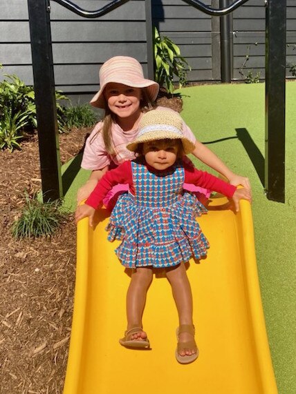 Big Pineapple grand opening - Maya, 6, and Isla, 1, Clancy from Caloundra tested the new childrenâ€™s playground at the Big Pineapple. Photo: Michele Sternberg/Visit Sunshine Coast