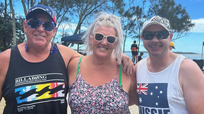 Steve Peters, Karen Degan and Marty Slabosz at Australia Day celebrations for 2023 in Cotton Tree.