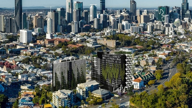 Artist's impression of the two 15-level towers proposed for the old Energex site in Spring Hill.