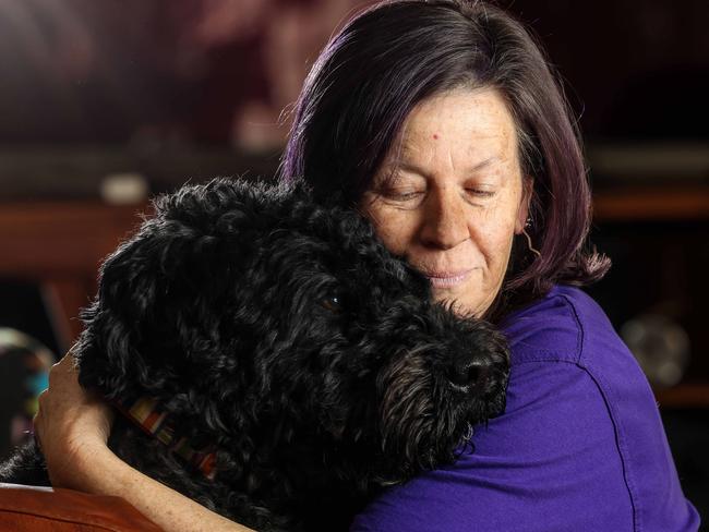 NEWS ADV  Helen Roberts, End of Life Doula with her dog Mori Image/Russell Millard Photography