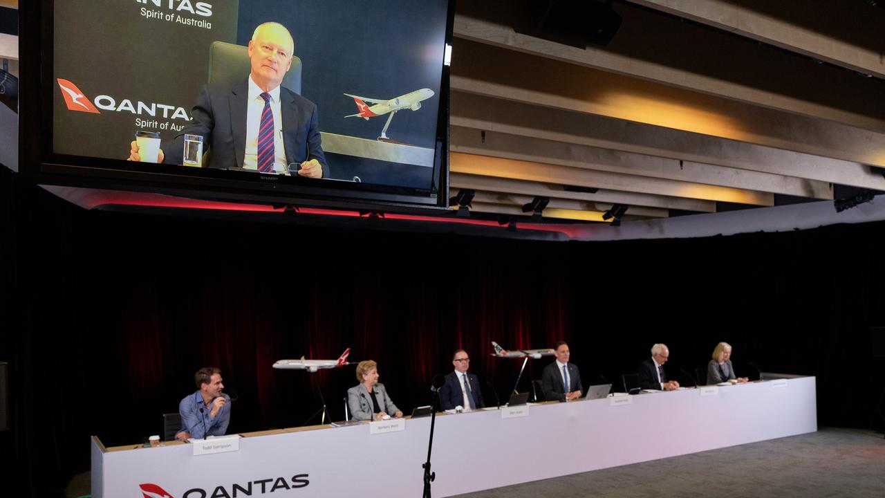 Qantas chairman Richard Goyder looms large over the airline’s 2021 AGM in Perth. Picture: Supplied