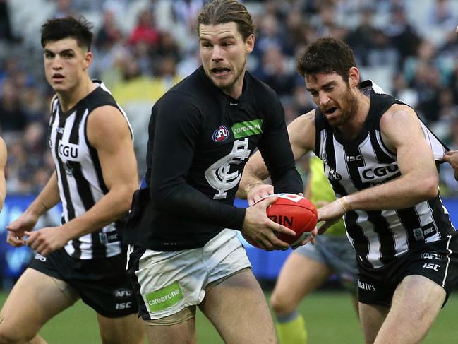 AFL  Collingwood vs. Carlton (MCG)   2;:10 PM Bryce Gibbs scores a 3rd term goal  Picture:Wayne Ludbey