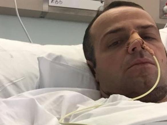 QANTAS Food Poisoning story. Pic of Luca Donati who was hospitalised in ICU after cotracting food poisoning on a QANTAS flight. Story: Matthew Benns