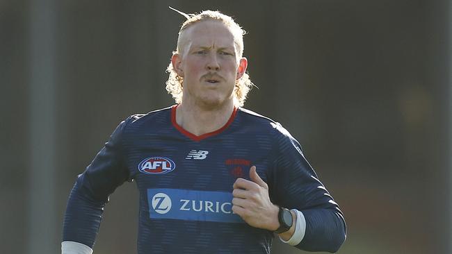 Clayton Oliver on the move at training on Wednesday.