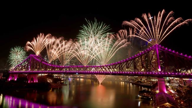 Fireworks at RiverFire from Howard Smith wharves, last year. Picture: Steve Pohlner