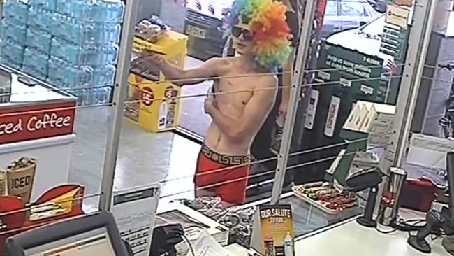 Zye Allen, 18, brandishing the knife at the Kirra 7 Eleven on Anzac Day. Picture: Supplied