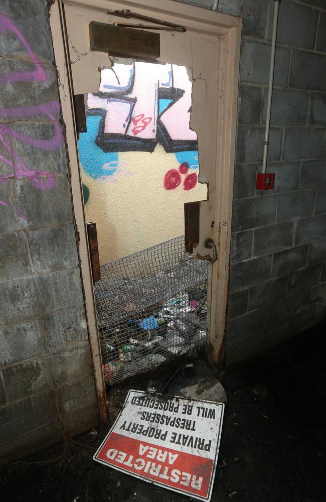 Homeless lair that is an old underground carpark in the basment of an abandoned building on corner of Markwell Ave and Gold coast high way. Picture Mike Batterham