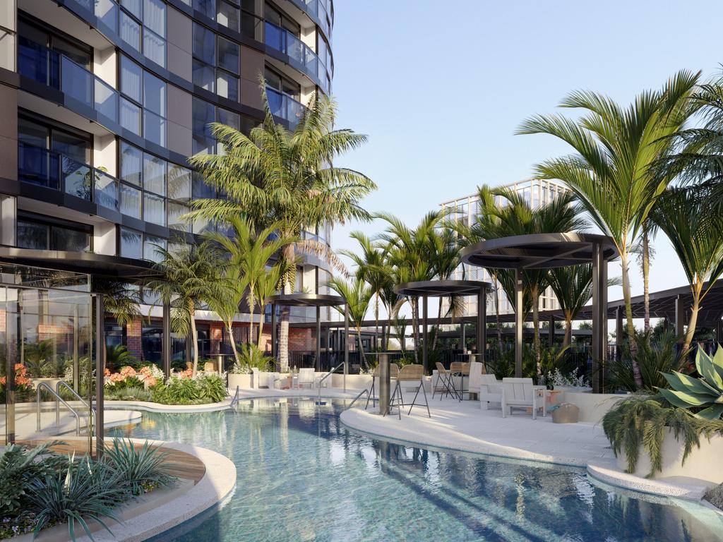 The lagoon pool at "the Gladstone" – Melbourne's biggest built-to-rent development.