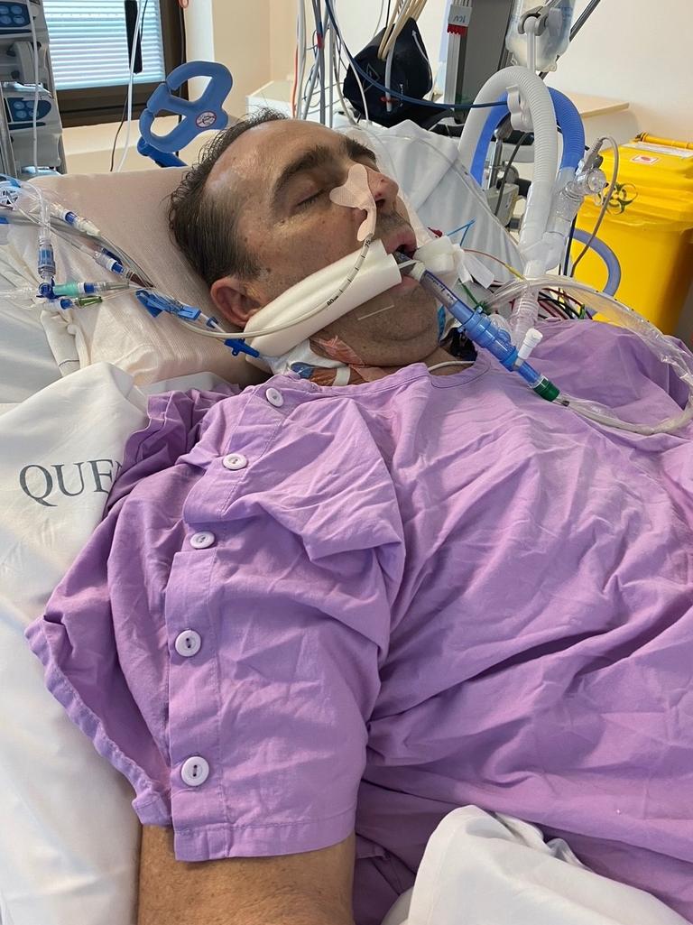 Mark Briggs in the intensive care unit of the Rockhampton Hospital.