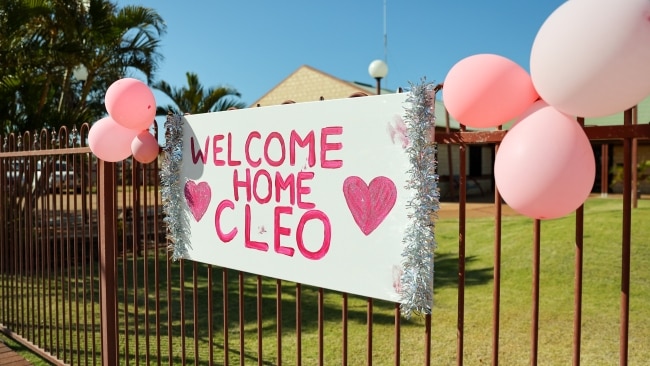 Carnarvon has left out signs in celebration of the finding of Cleo Smith. Picture: Tamati Smith/Getty Images