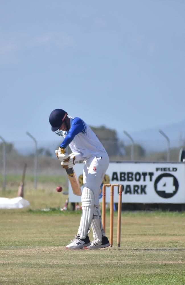 Proserpine U15s cricketer Grady Turner scores 101* in the Mackay Cricket Association competition, October 23, 2021. Picture: Matthew Forrest